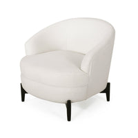 Olie Accent Club Chair, Barrel Style, Boucle White Fabric, Cross Base - BM326937