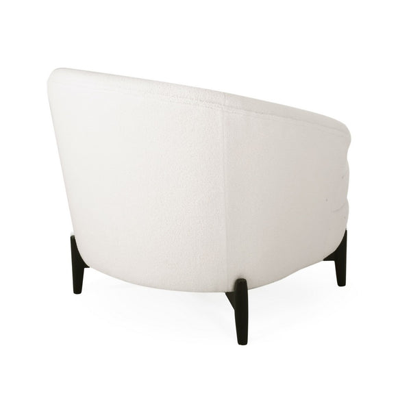 Olie Accent Club Chair, Barrel Style, Boucle White Fabric, Cross Base - BM326937