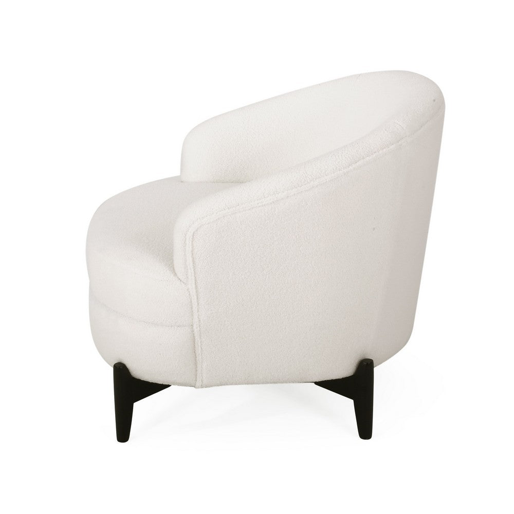 Olie Accent Club Chair, Barrel Style, Boucle White Fabric, Cross Base - BM326937