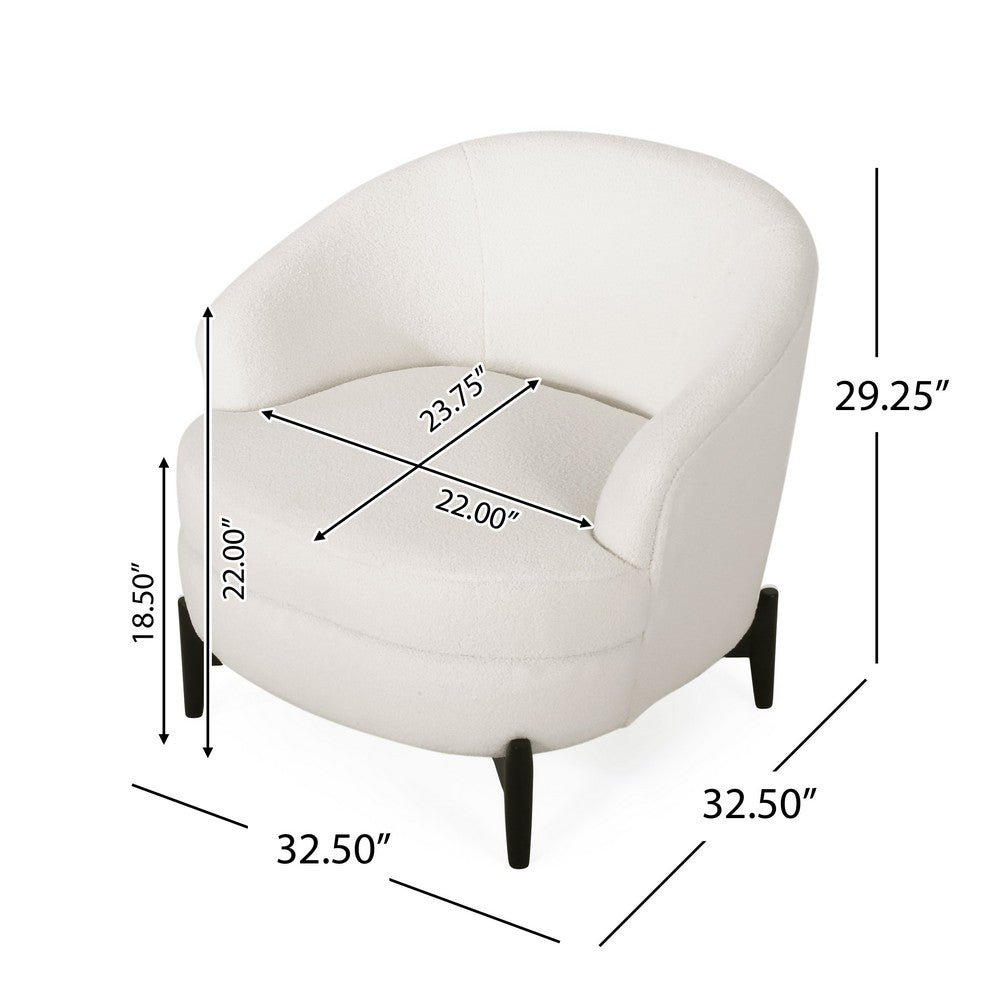 Olie Accent Club Chair, Barrel Style, Boucle White Fabric, Cross Base - BM326937