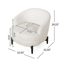 Olie Accent Club Chair, Barrel Style, Boucle White Fabric, Cross Base - BM326937
