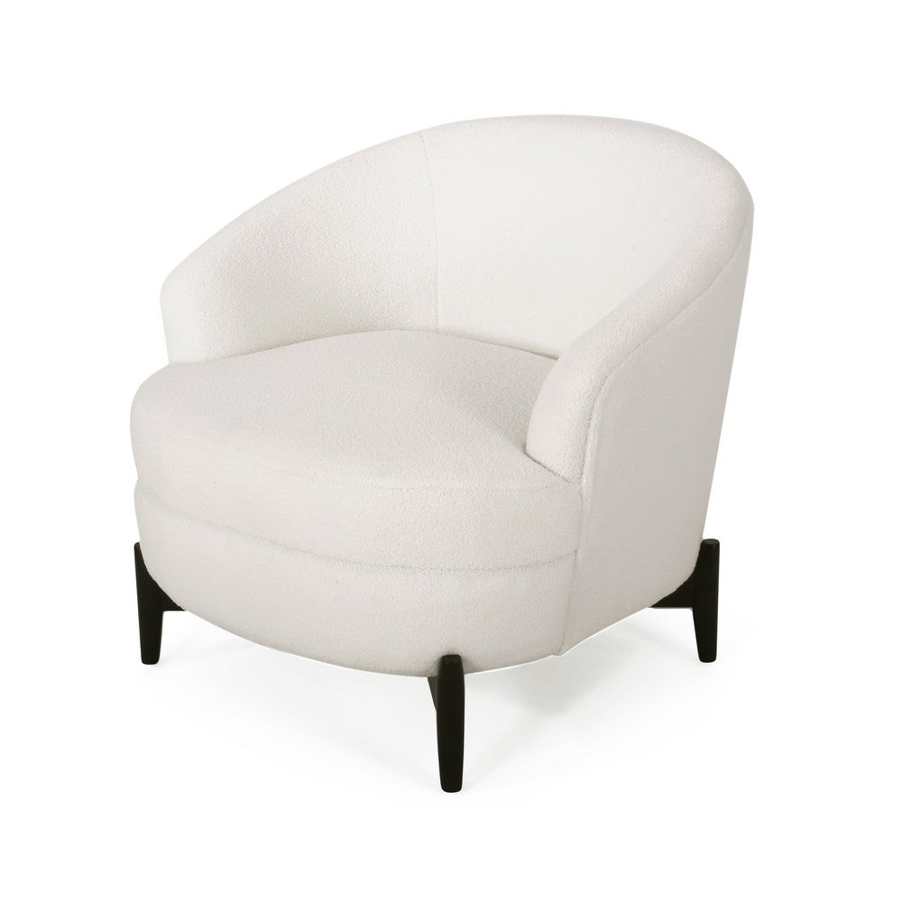Olie Accent Club Chair, Barrel Style, Boucle White Fabric, Cross Base - BM326937