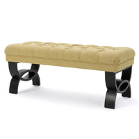 Riam Ottoman Bench, 41 Inch, Button Tufted, Yellow, Half Circle Legs - BM326939
