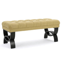 Riam Ottoman Bench, 41 Inch, Button Tufted, Yellow, Half Circle Legs - BM326939