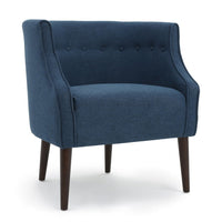 Accent Club Chair, Curved Barrel Back, Button Tufted, Navy Blue Fabric - BM326941