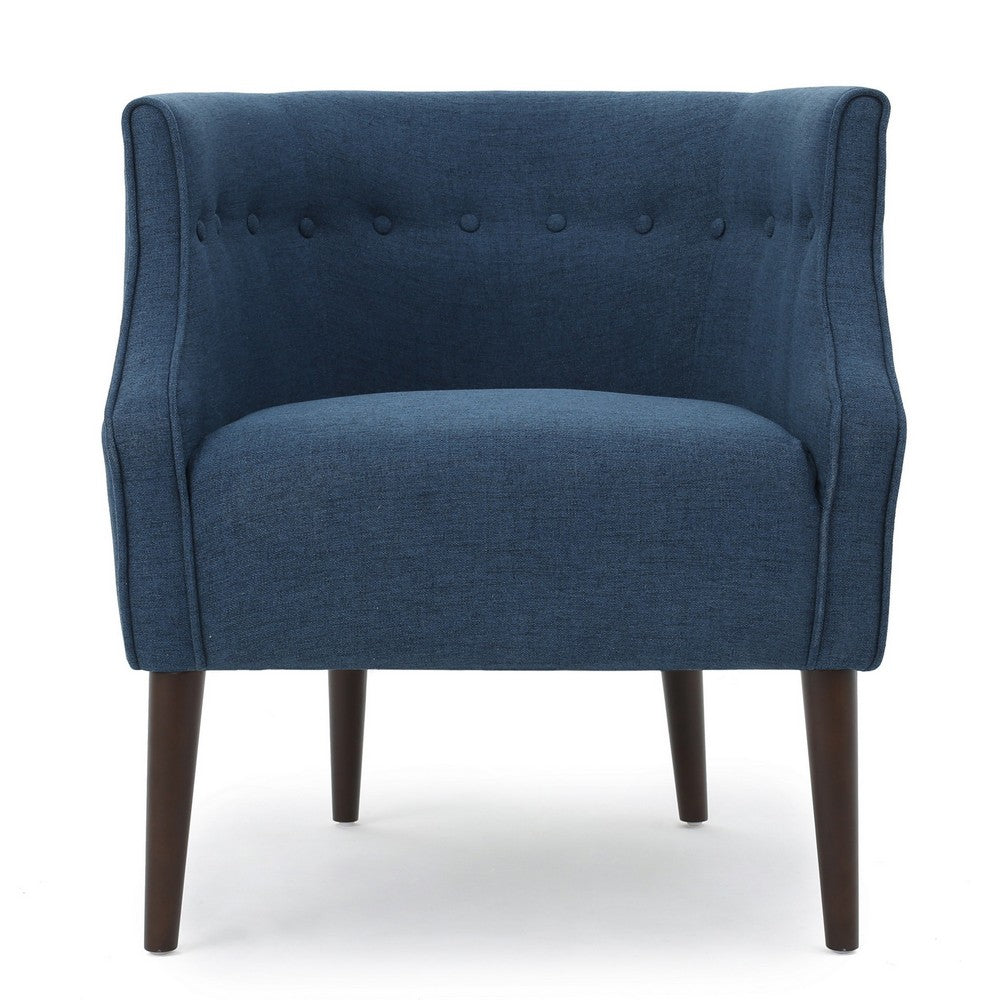 Accent Club Chair, Curved Barrel Back, Button Tufted, Navy Blue Fabric - BM326941