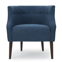 Accent Club Chair, Curved Barrel Back, Button Tufted, Navy Blue Fabric - BM326941