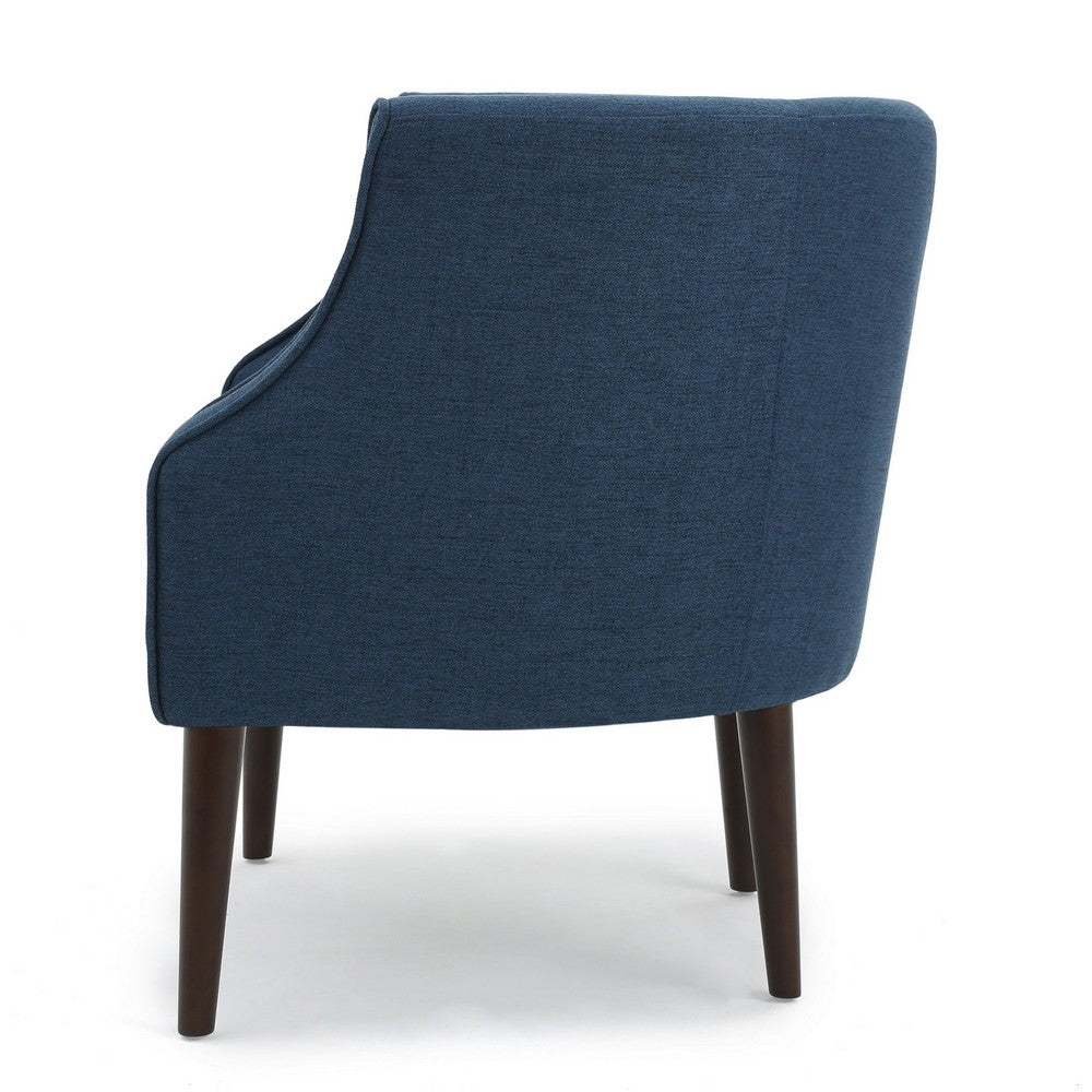 Accent Club Chair, Curved Barrel Back, Button Tufted, Navy Blue Fabric - BM326941