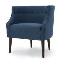 Accent Club Chair, Curved Barrel Back, Button Tufted, Navy Blue Fabric - BM326941