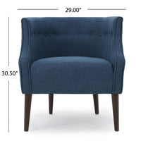 Accent Club Chair, Curved Barrel Back, Button Tufted, Navy Blue Fabric - BM326941