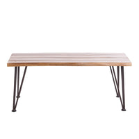 Zoe Outdoor Coffee Table, Hairpin Legs, 43in Brown Slatted Acacia Wood - BM326942