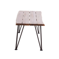 Zoe Outdoor Coffee Table, Hairpin Legs, 43in Brown Slatted Acacia Wood - BM326942