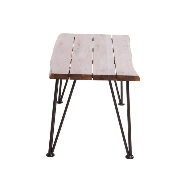 Zoe Outdoor Coffee Table, Hairpin Legs, 43in Brown Slatted Acacia Wood - BM326942