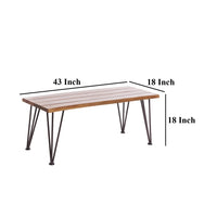 Zoe Outdoor Coffee Table, Hairpin Legs, 43in Brown Slatted Acacia Wood - BM326942