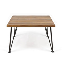 Zoe Outdoor Coffee Table, Hairpin Legs, 33in Brown Slatted Acacia Wood - BM326943