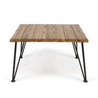 Zoe Outdoor Coffee Table, Hairpin Legs, 33in Brown Slatted Acacia Wood - BM326943