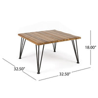 Zoe Outdoor Coffee Table, Hairpin Legs, 33in Brown Slatted Acacia Wood - BM326943