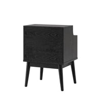 Inaya Nightstand, 1 Drawer and Shelf, Splayed Legs, 26 Inch Black MDF - BM326950