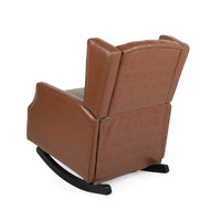 Zyna Rocking Chair, Gentle Motion, Brown Waffle Stitch Faux Leather - BM326956