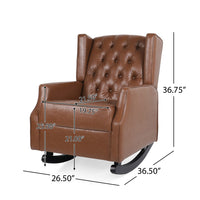 Zyna Rocking Chair, Gentle Motion, Brown Waffle Stitch Faux Leather - BM326956