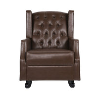 Zyna Rocking Chair, Gentle, Dark Brown Waffle Stitch Faux Leather - BM326957