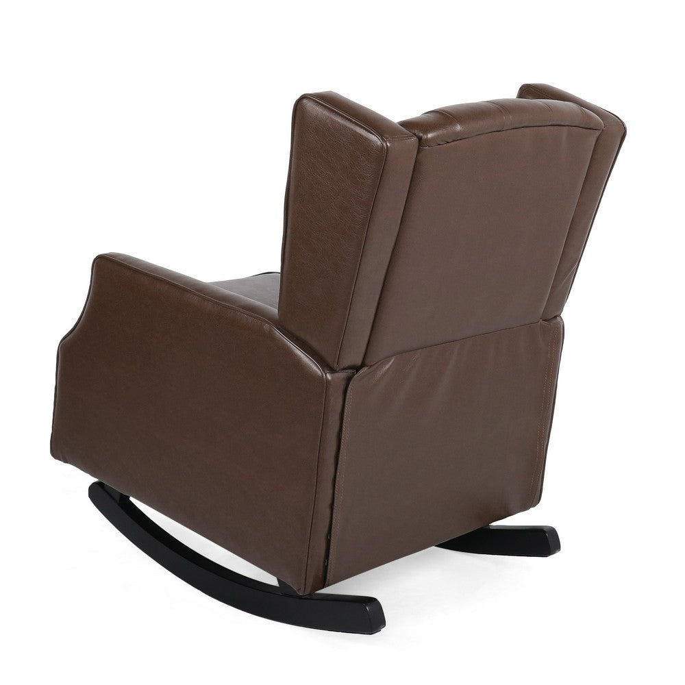 Zyna Rocking Chair, Gentle, Dark Brown Waffle Stitch Faux Leather - BM326957