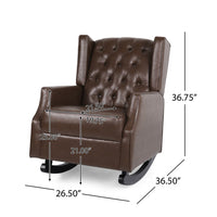 Zyna Rocking Chair, Gentle, Dark Brown Waffle Stitch Faux Leather - BM326957