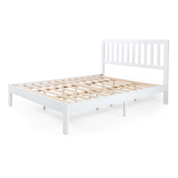 Danie Low Profile Queen Bed, Open Slat Headboard, White Acacia Wood - BM326959