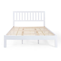 Danie Low Profile Queen Bed, Open Slat Headboard, White Acacia Wood - BM326959