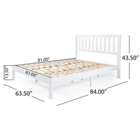 Danie Low Profile Queen Bed, Open Slat Headboard, White Acacia Wood - BM326959