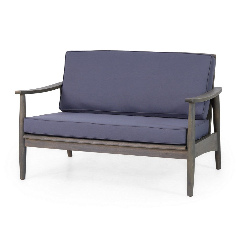 Roxy 2pc Outdoor Loveseat and Coffee Table Set, Acacia Wood, Dark Gray - BM326963