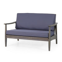 Roxy 2pc Outdoor Loveseat and Coffee Table Set, Acacia Wood, Dark Gray - BM326963