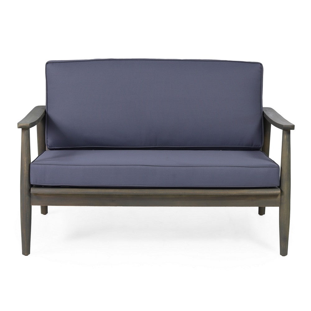 Roxy 2pc Outdoor Loveseat and Coffee Table Set, Acacia Wood, Dark Gray - BM326963