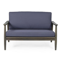 Roxy 2pc Outdoor Loveseat and Coffee Table Set, Acacia Wood, Dark Gray - BM326963