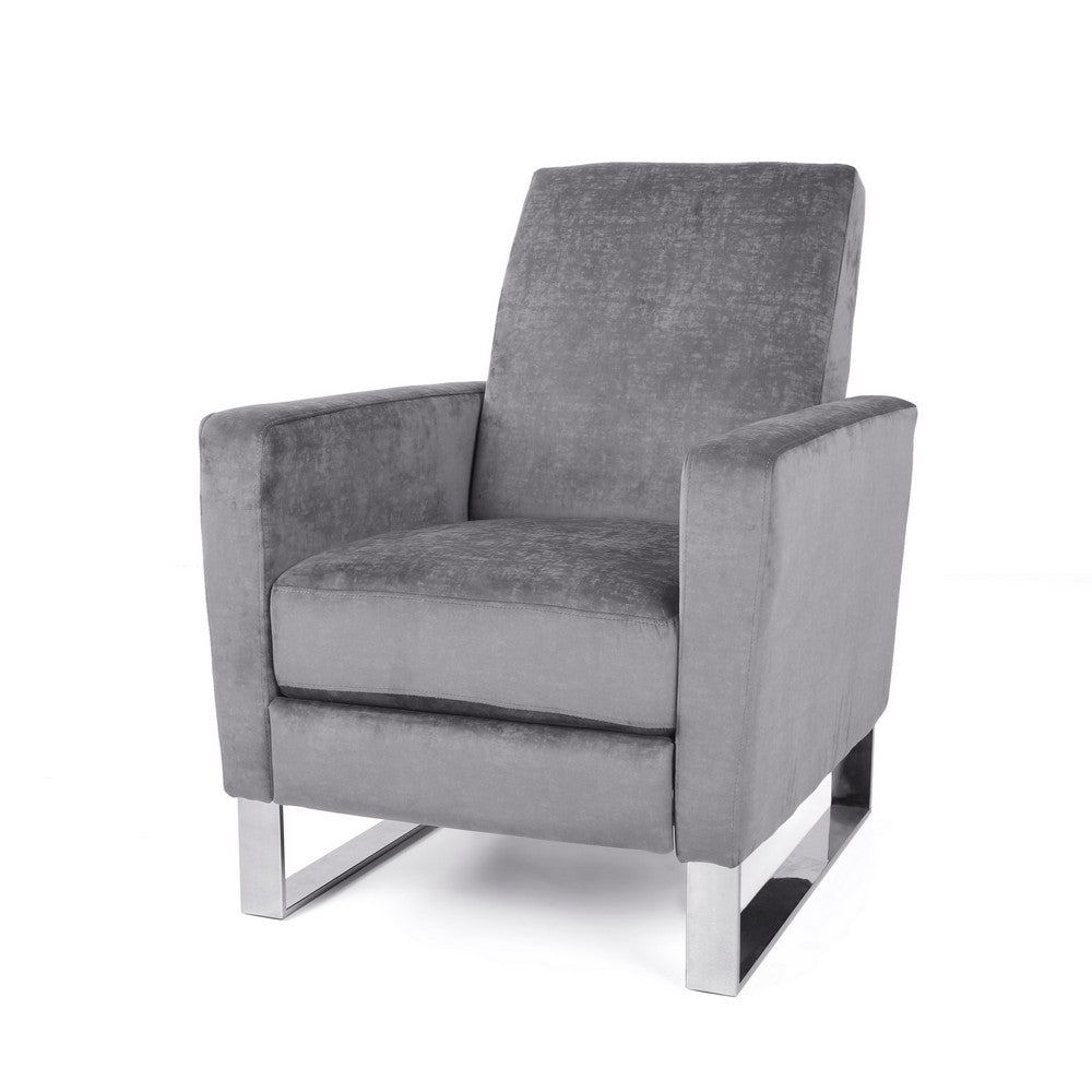 Reki Push Back Manual Recliner Chair, Stainless Steel Legs, Gray - BM326965