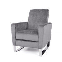 Reki Push Back Manual Recliner Chair, Stainless Steel Legs, Gray - BM326965