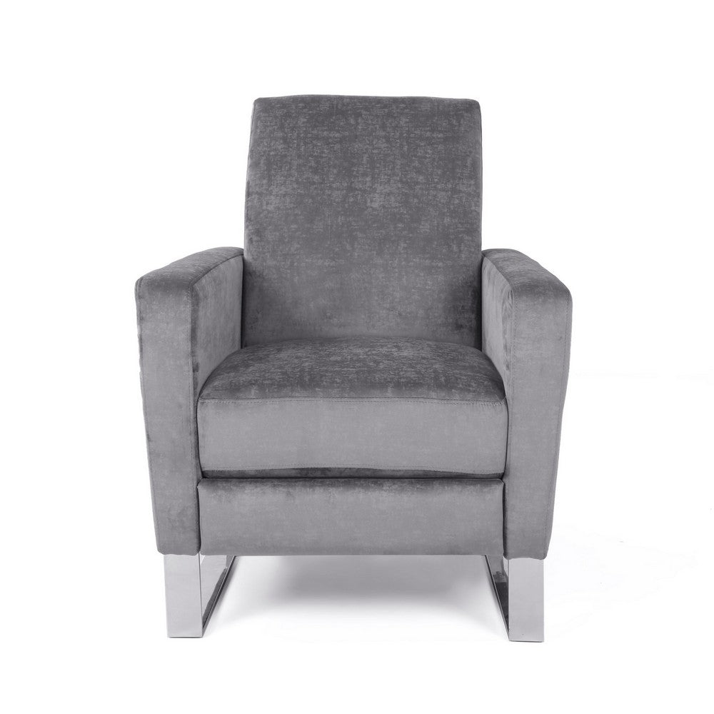 Reki Push Back Manual Recliner Chair, Stainless Steel Legs, Gray - BM326965
