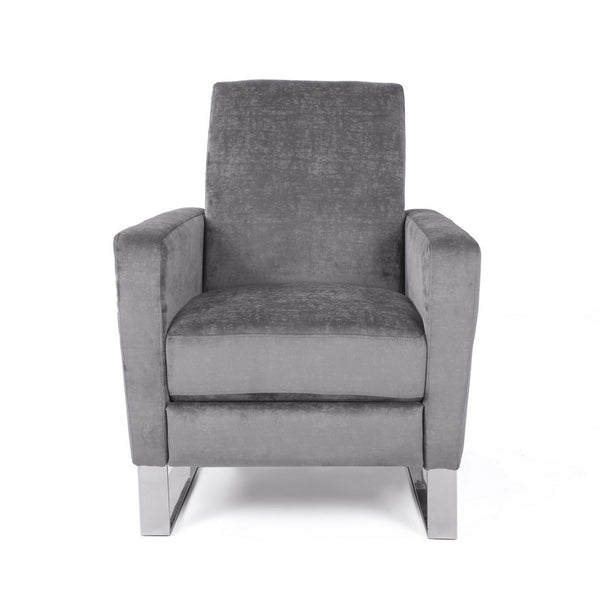 Reki Push Back Manual Recliner Chair, Stainless Steel Legs, Gray - BM326965