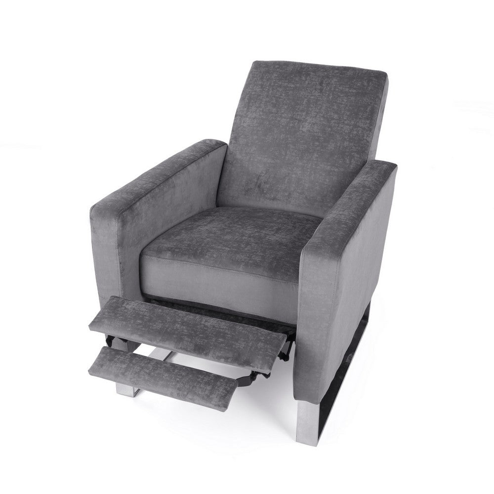 Reki Push Back Manual Recliner Chair, Stainless Steel Legs, Gray - BM326965
