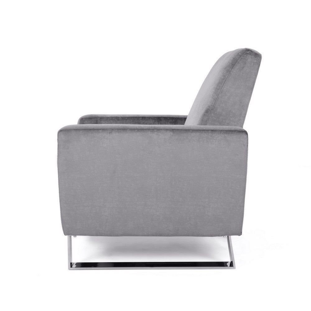Reki Push Back Manual Recliner Chair, Stainless Steel Legs, Gray - BM326965