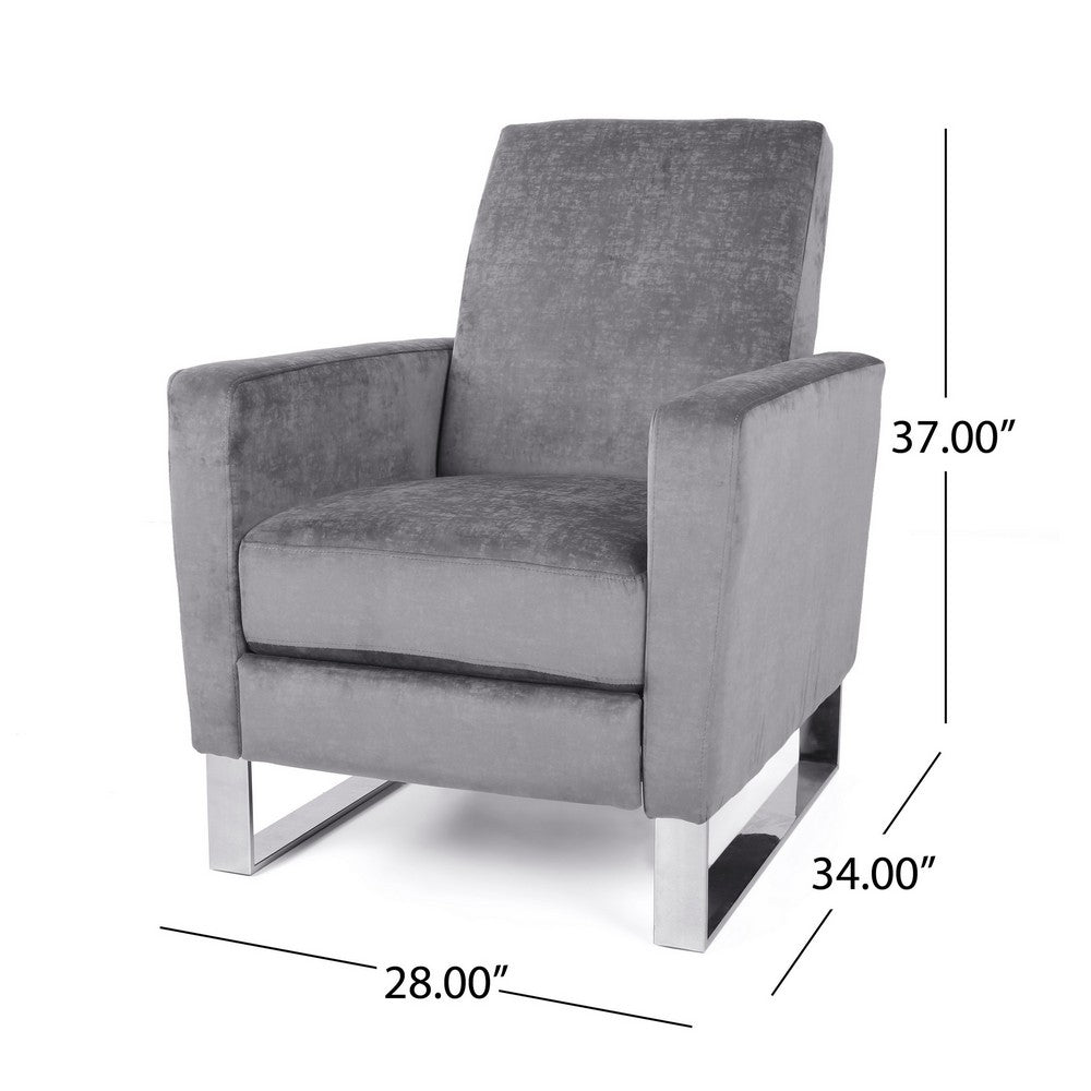 Reki Push Back Manual Recliner Chair, Stainless Steel Legs, Gray - BM326965