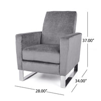 Reki Push Back Manual Recliner Chair, Stainless Steel Legs, Gray - BM326965