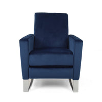 Reki Recliner Chair, Manual Push Back, Stainless Steel, Blue Velvet - BM326966