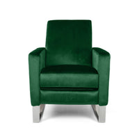 Reki Recliner Chair, Manual Push Back, Stainless Steel, Green Velvet - BM326967