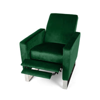 Reki Recliner Chair, Manual Push Back, Stainless Steel, Green Velvet - BM326967