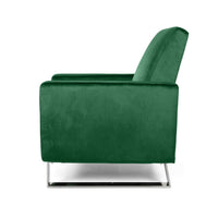 Reki Recliner Chair, Manual Push Back, Stainless Steel, Green Velvet - BM326967