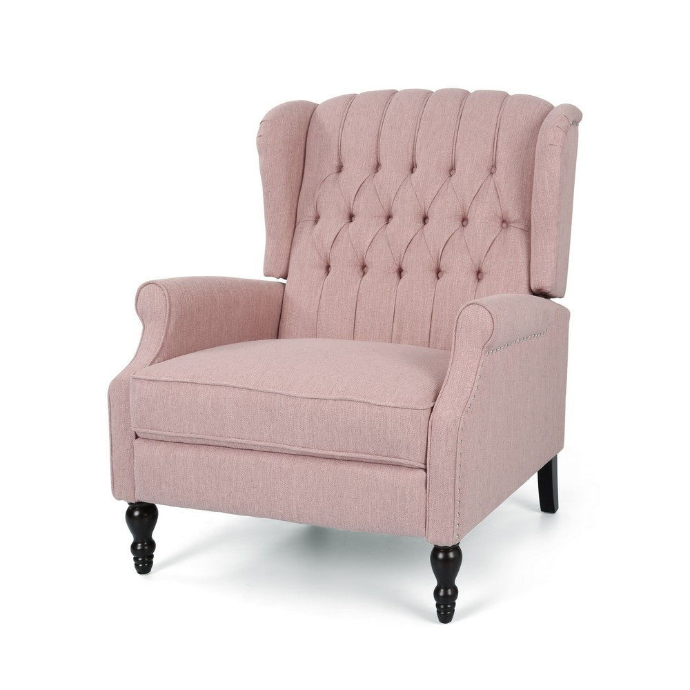 Jade Oversize Wide Chair Manual Recliner, Wingback, Pink Tufted - BM326968