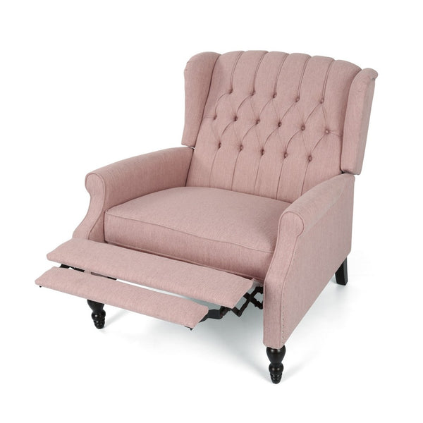 Jade Oversize Wide Chair Manual Recliner, Wingback, Pink Tufted - BM326968