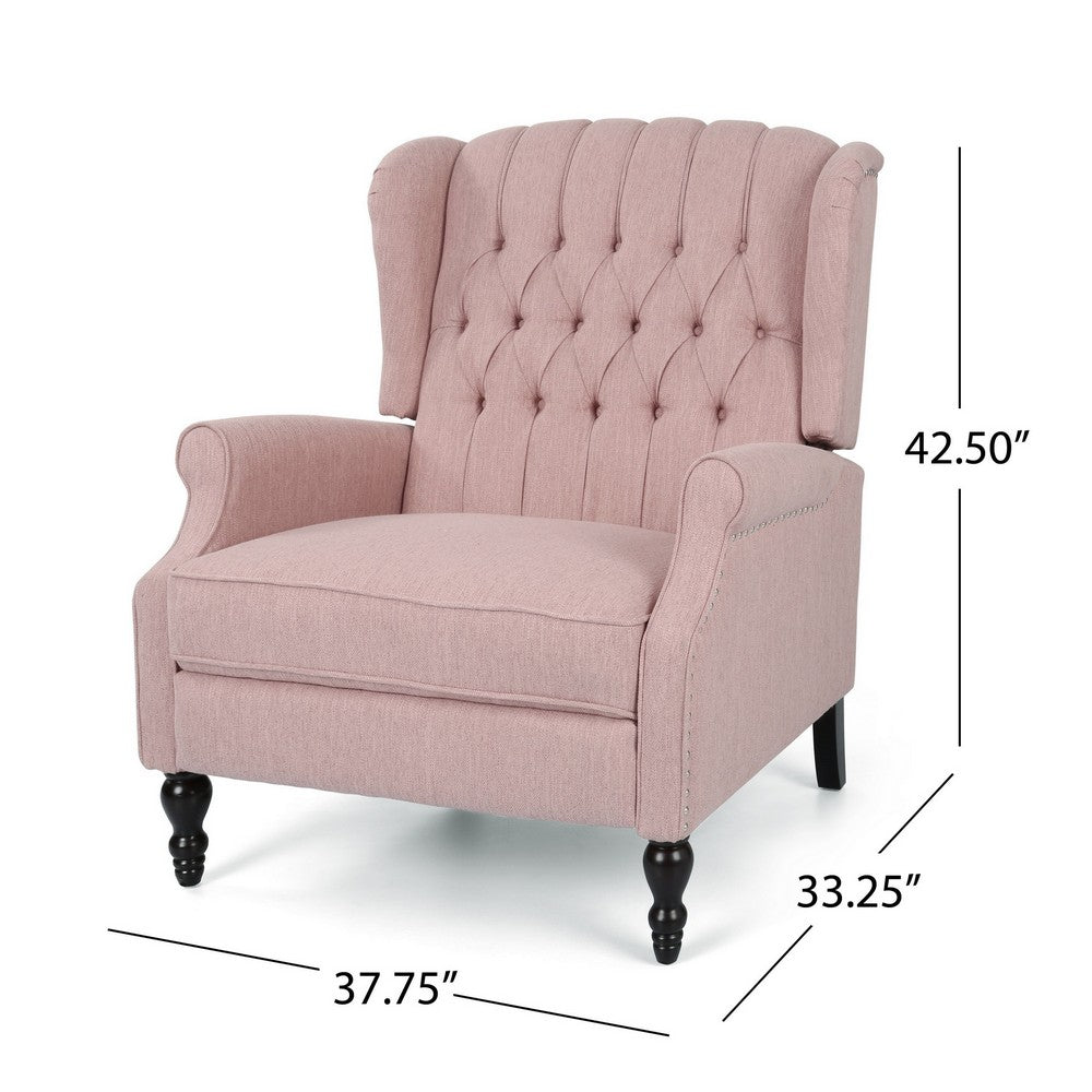 Jade Oversize Wide Chair Manual Recliner, Wingback, Pink Tufted - BM326968