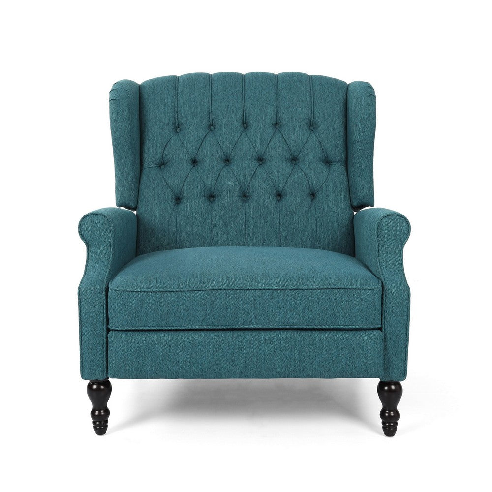 Jade Oversize Wide Chair Manual Recliner, Wingback, Teal Button Tufted - BM326969
